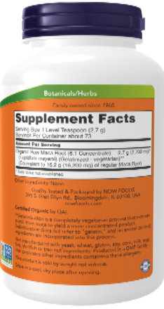 NOW Foods Organic Maca Pure Powder 7 oz