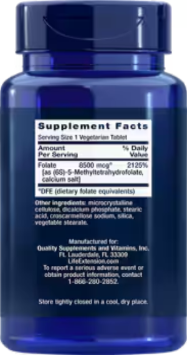 Life Extension High Potency Optimized Folate L-Methylfolate 8500 mcg DFE 30 Vegetarian Tablets