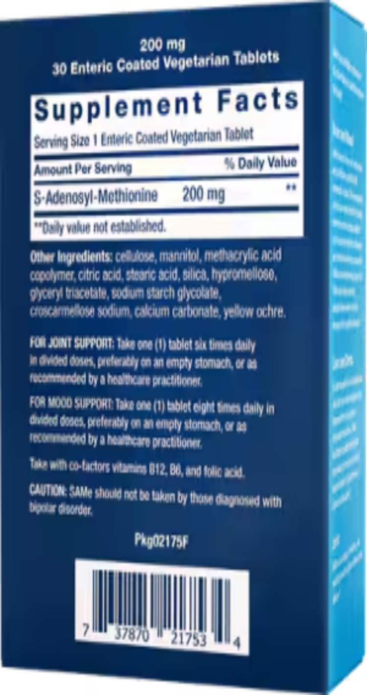 Life Extension SAMe 200 mg 30 Enteric-Coated Tablets | S-Adenosyl-L-Methionine