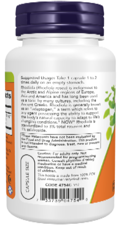 NOW Foods Rhodiola 500 mg 60 Veg Capsules
