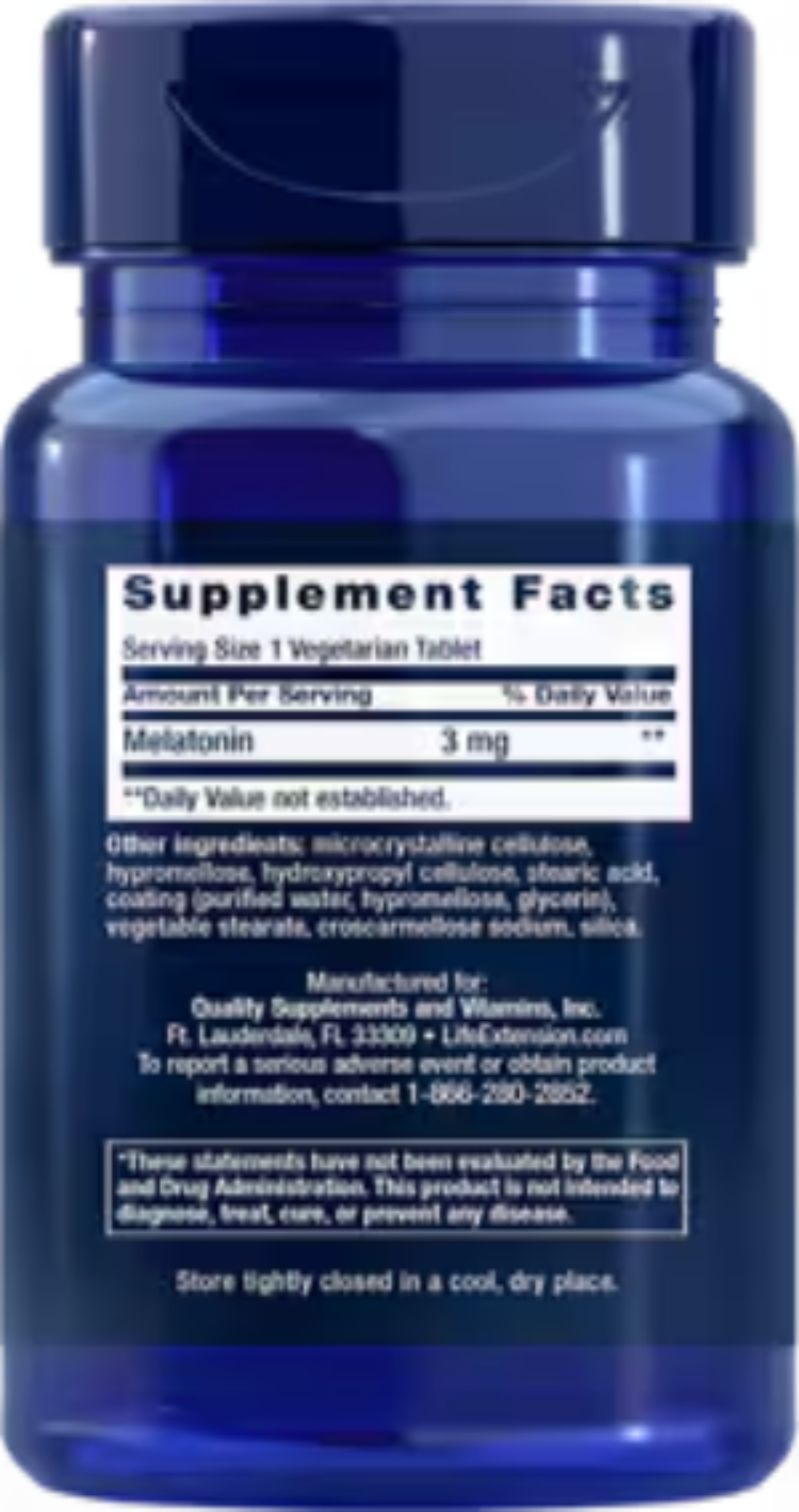 Life Extension Melatonin 6 Hour Timed Release 3 mg 60 Vegetarian Tablets