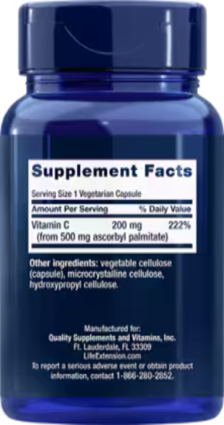 Life Extension Ascorbyl Palmitate 500 mg 100 Vegetarian Capsules