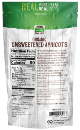 NOW Foods Organic Unsweetened Apricots 1 Lb | Dried Fruit Snack