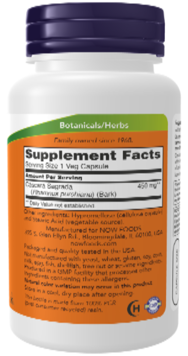 NOW Foods Cascara Sagrada 450 mg 100 Veg Capsules