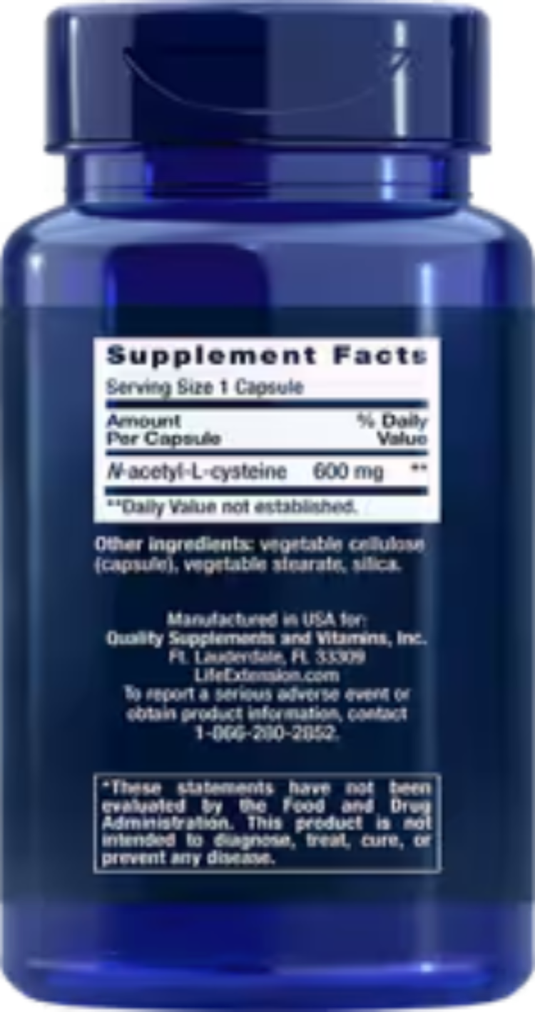Life Extension N-Acetyl-L-Cysteine NAC 600 mg 60 Capsules