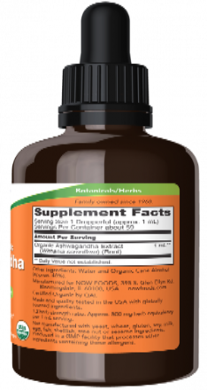 NOW Foods Organic Ashwagandha Extract Liquid 2 oz