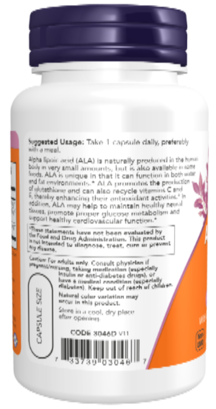 NOW Foods Alpha Lipoic Acid 600 mg 60 VCaps | High-Potency Universal Antioxidant product image 3