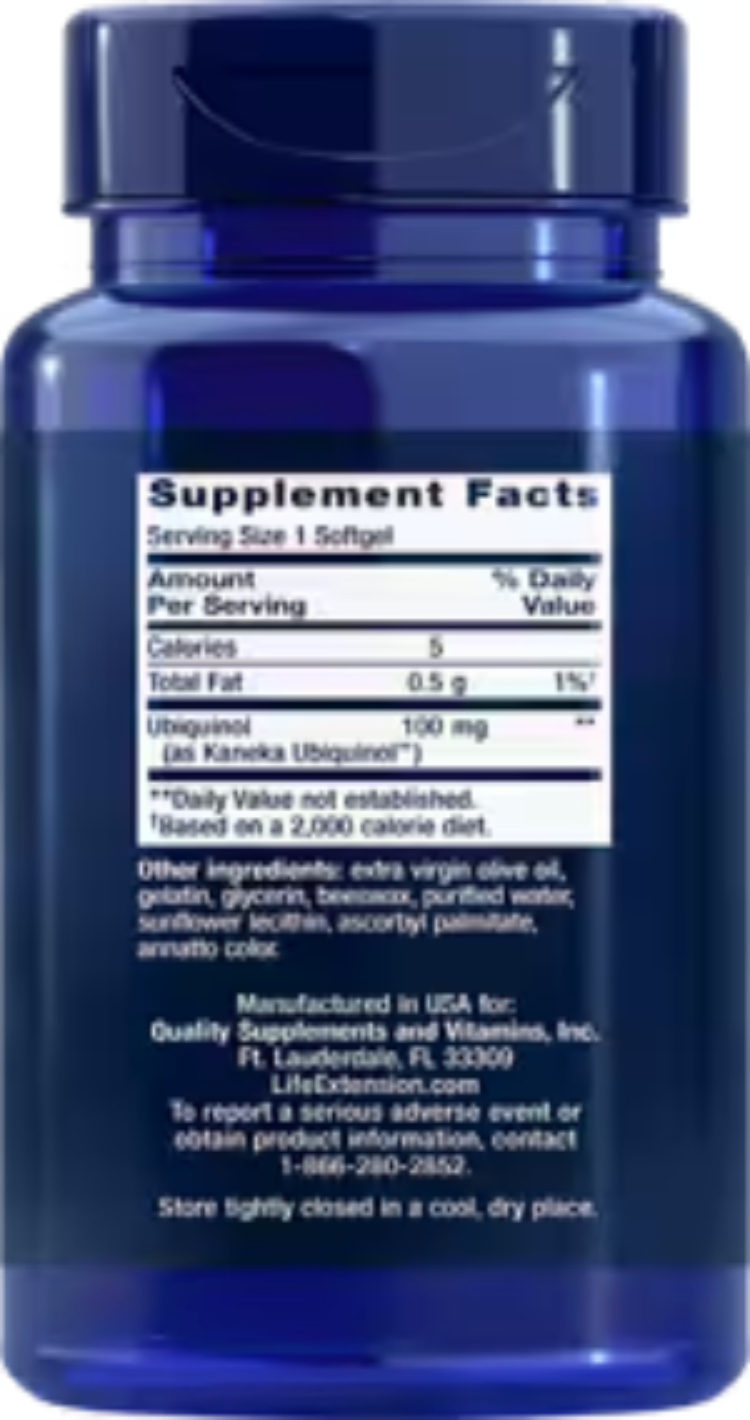 Life Extension Super Ubiquinol CoQ10 100 mg 60 Softgels | Kaneka QH Active CoQ10