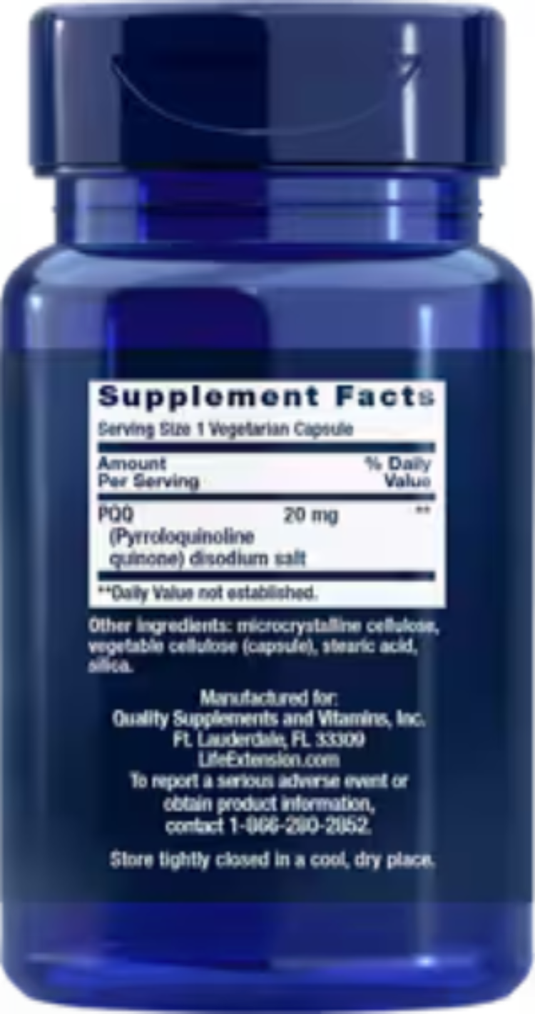 Life Extension PQQ Pyrroloquinoline Quinone 20 mg 30 Vegetarian Capsules