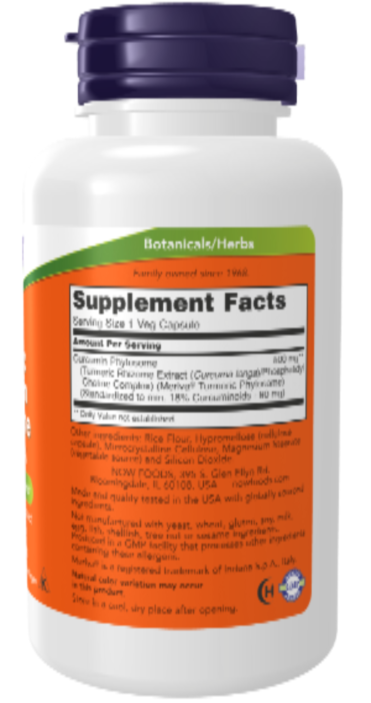 NOW Foods Turmeric Curcumin Phytosome 60 Veg Capsules