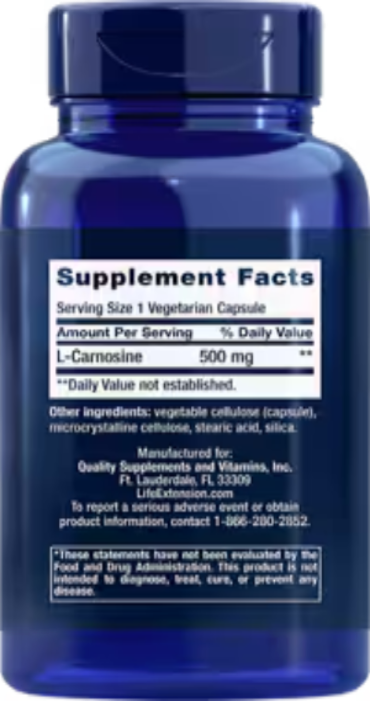Life Extension Carnosine 500 mg 60 Vegetarian Capsules