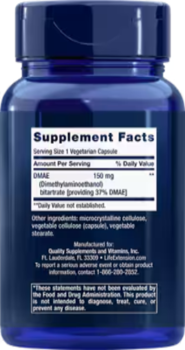 Life Extension DMAE Bitartrate 150 mg 200 Vegetarian Capsules