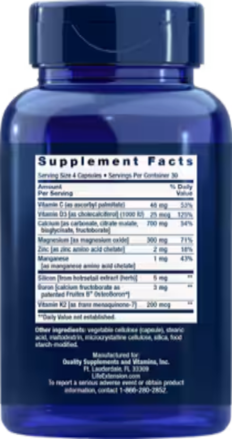 Life Extension Bone Restore with Vitamin K2 Calcium Supplement 120 Capsules