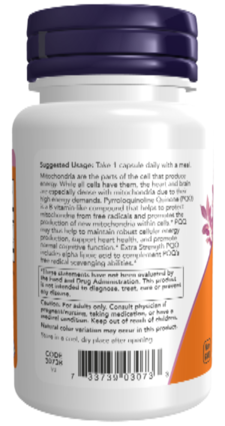 NOW Foods PQQ Extra Strength 40 mg 50 Veg Capsules