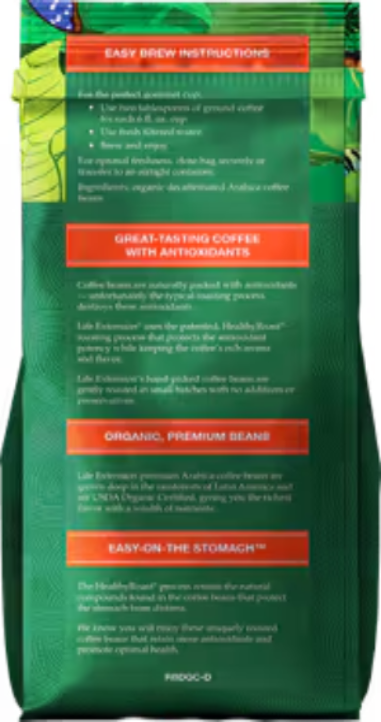 Life Extension Rainforest Blend Decaf Ground Coffee 12 oz