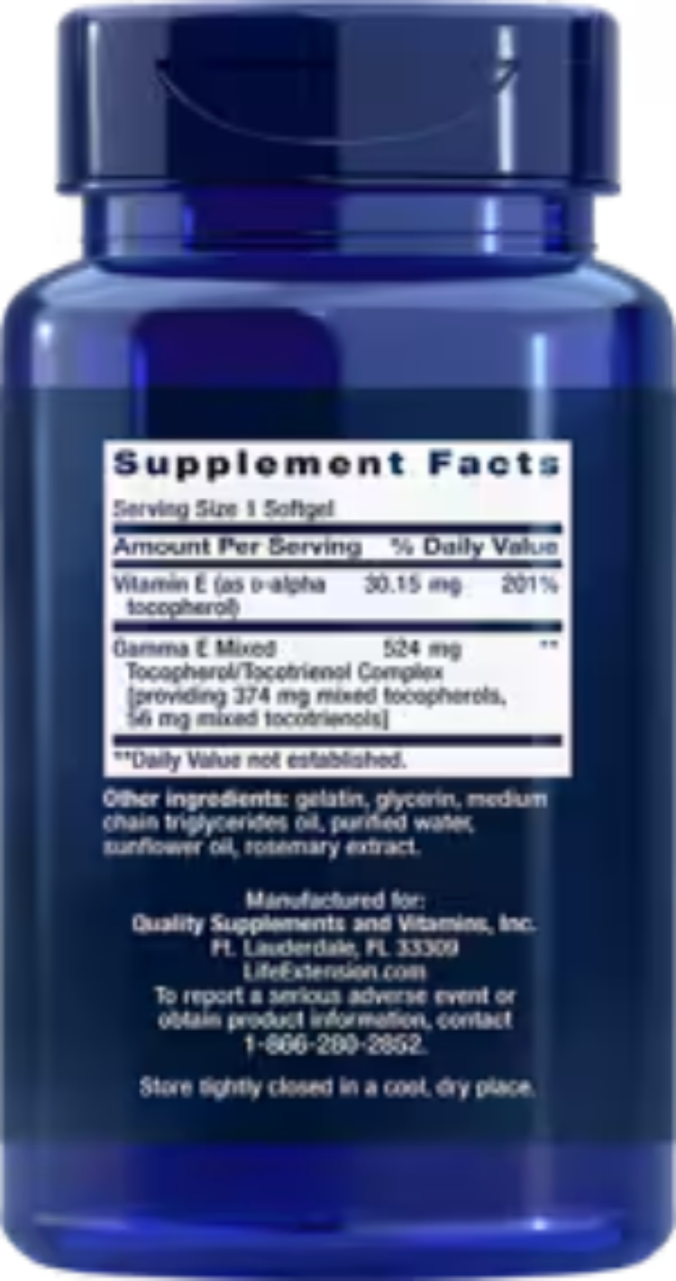 Life Extension Gamma E Mixed Tocopherols & Tocotrienols 60 Softgels