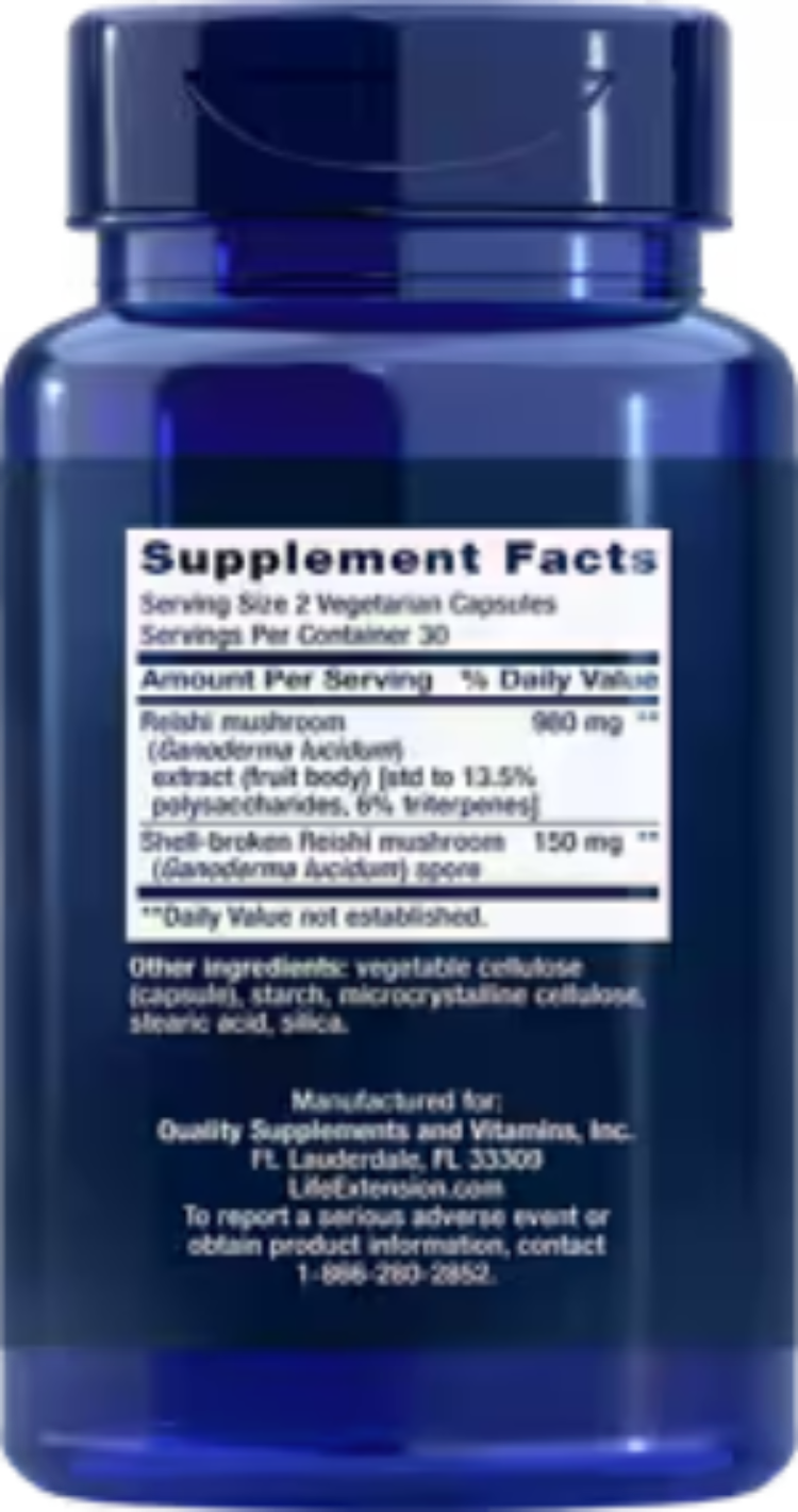 Life Extension Reishi Extract Mushroom Complex 60 Vegetarian Capsules