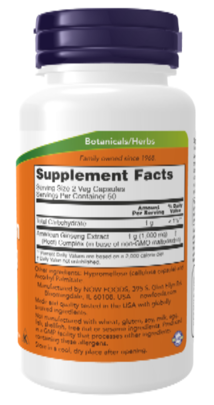 NOW Foods American Ginseng Extract 100 Veg Capsules