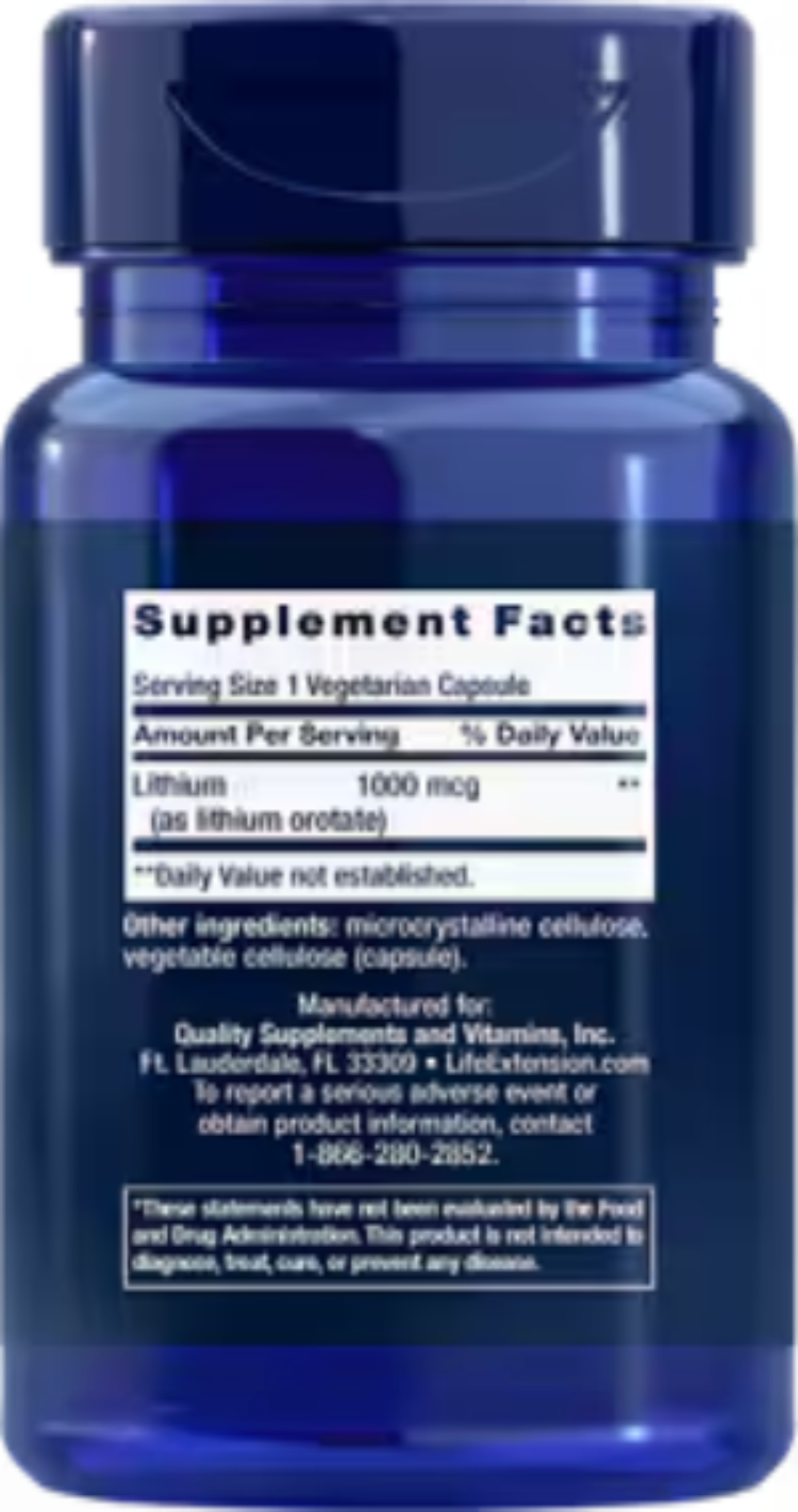 Life Extension Lithium 1000 Mcg, 100 Capsules
