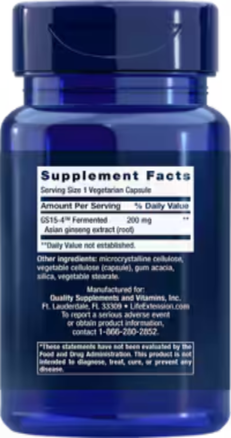 Life Extension Ginseng Energy Boost 30 Vegetarian Capsules