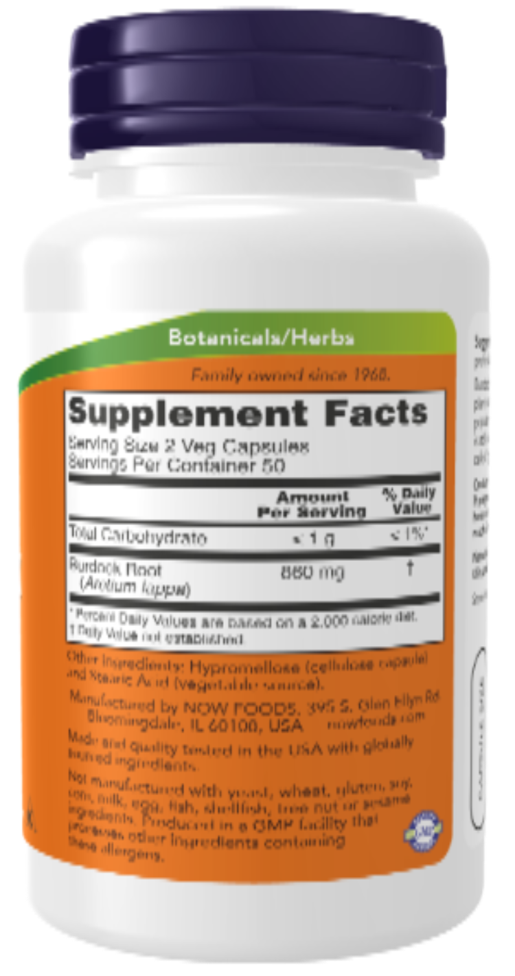 NOW Foods Burdock Root 430 mg 100 VCaps | Liver & Skin Wellness