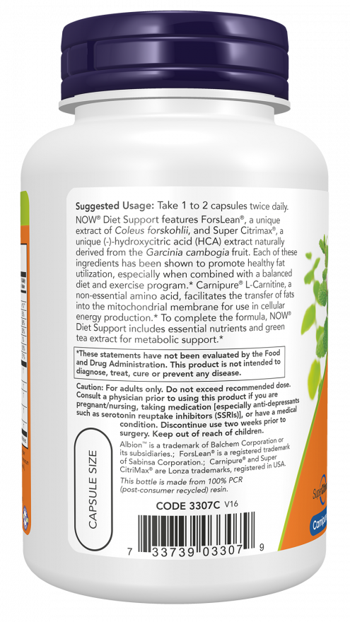 NOW Foods Diet Support 120 Veg Capsules | Weight Management Blend