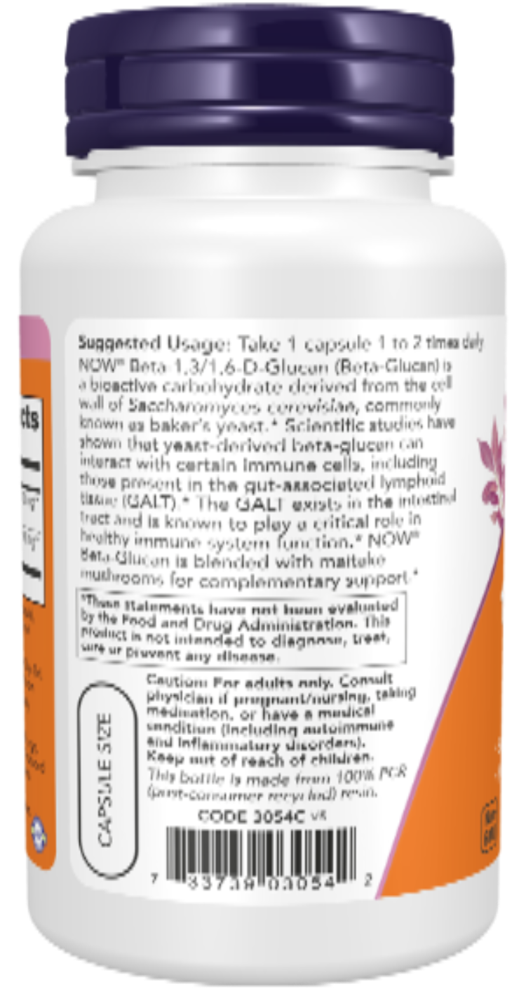 NOW Foods Beta-1,3/1,6-D-Glucan 100 mg 90 Veg Capsules