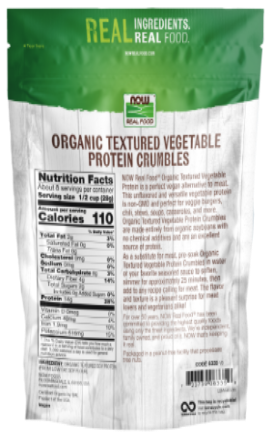 NOW Foods Textured Vegetable Protein Crumbles Organic 8 oz