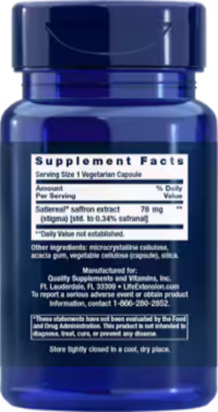 Life Extension Optimized Saffron 60 Vegetarian Capsules
