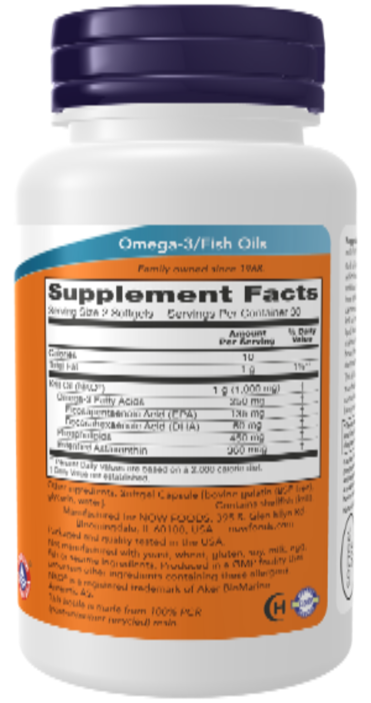NOW Foods Krill Oil 500 mg 60 Softgels | EPA & DHA with Astaxanthin