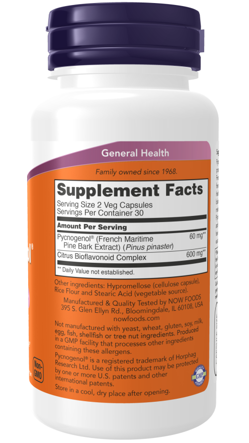 NOW Foods Pycnogenol 30 mg 150 Veg Capsules