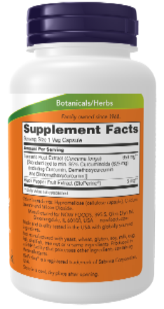 NOW Foods Turmeric Curcumin with BioPerine 90 Veg Capsules product image 2