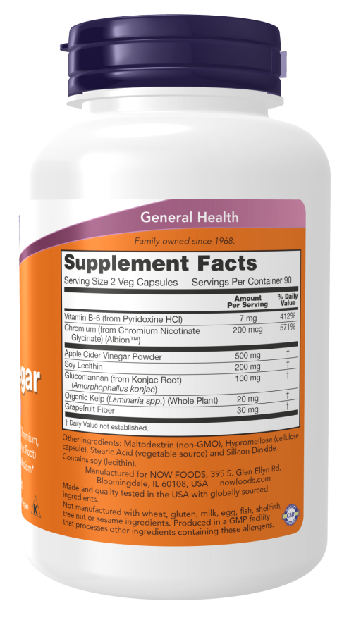 NOW Foods Cider Vinegar 180 Veg Capsules