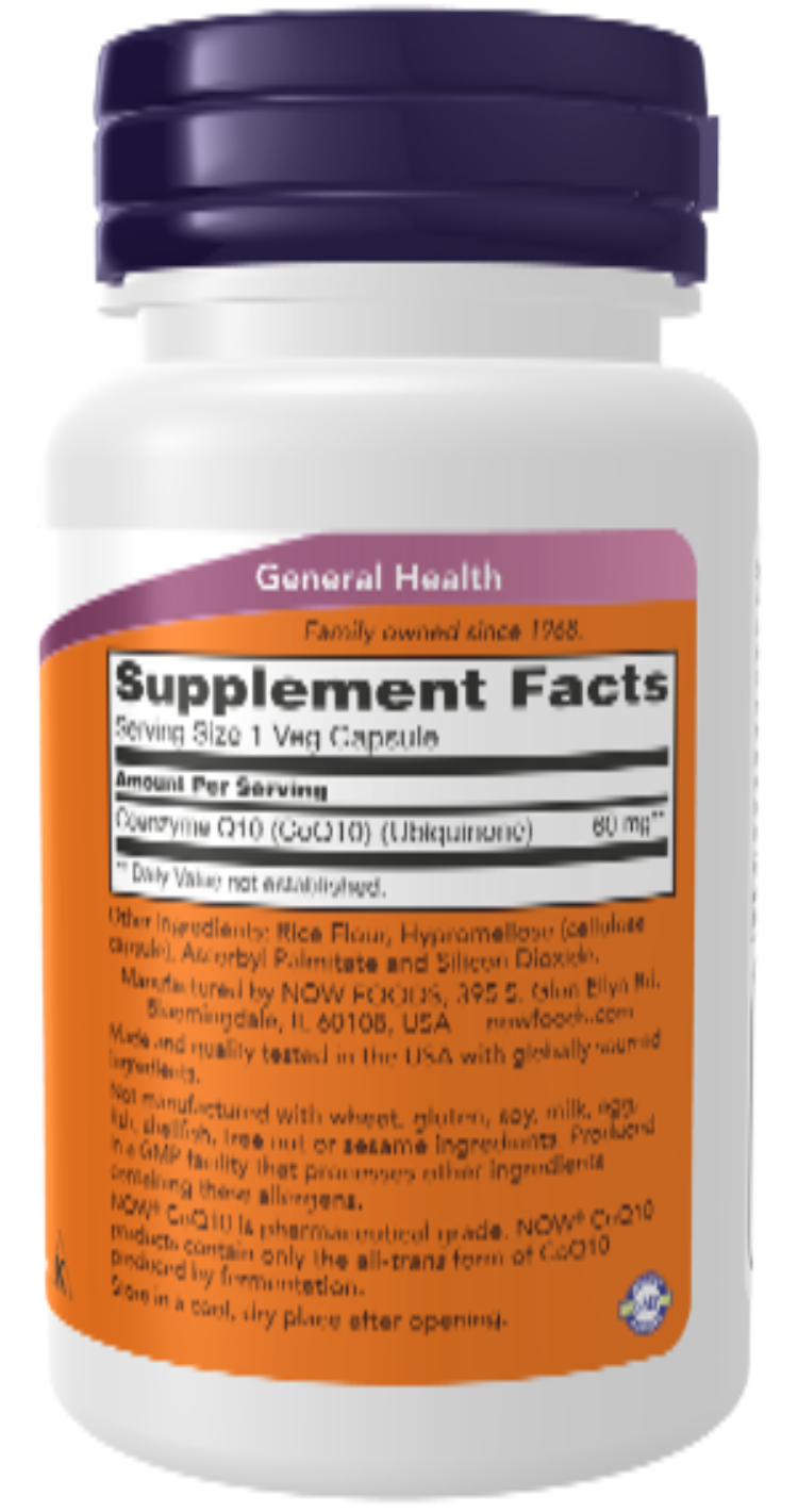 NOW Foods CoQ10 60 mg 60 Veg Capsules product image 2