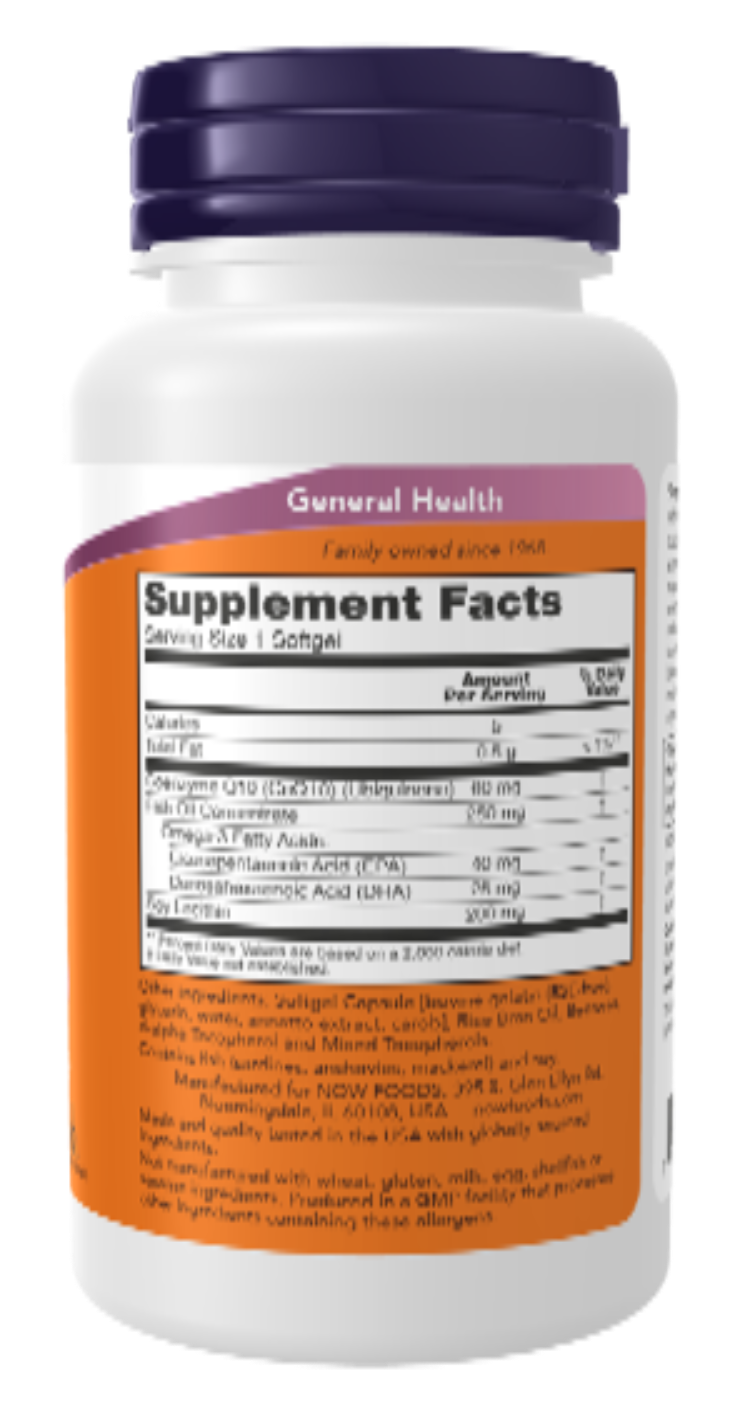 NOW Foods CoQ10 60 mg + Fish Oil 120 Softgels product image 2
