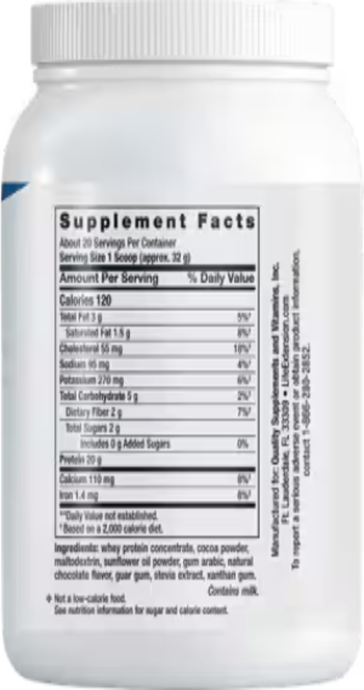 Life Extension Wellness Code Whey Protein Concentrate Chocolate 640 Grams