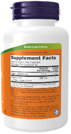NOW Foods Slippery Elm 400 mg 100 Veg Capsules