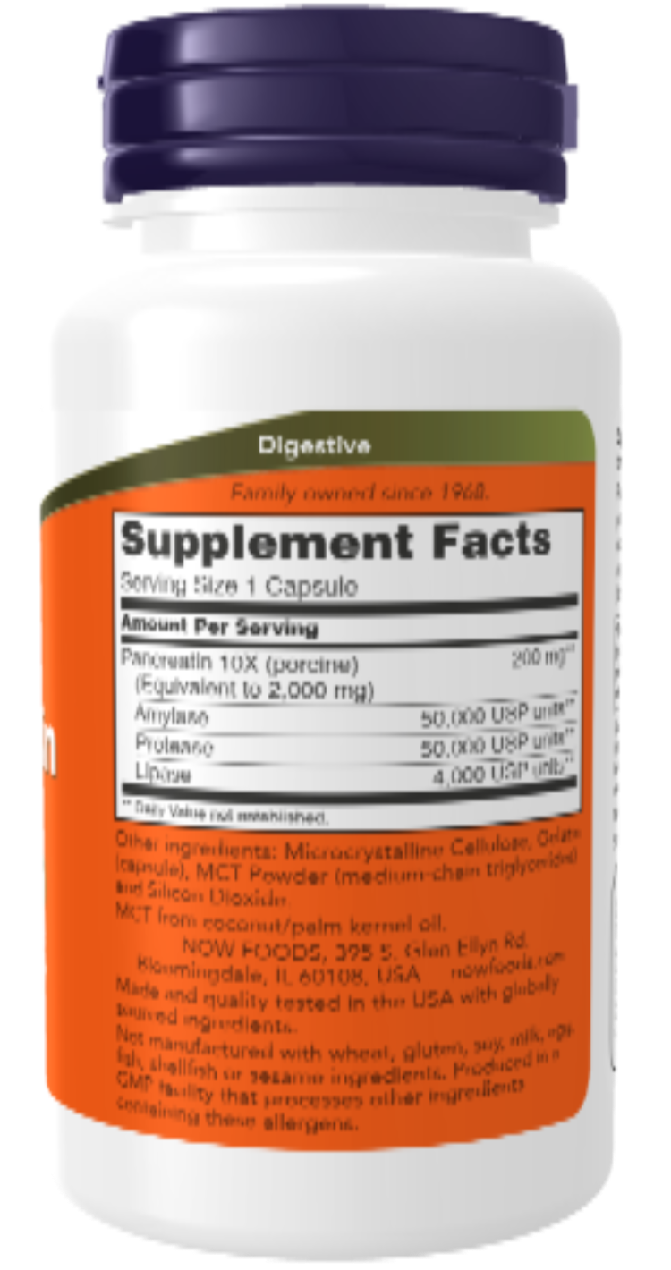 NOW Foods Pancreatin 2000 100 Capsules
