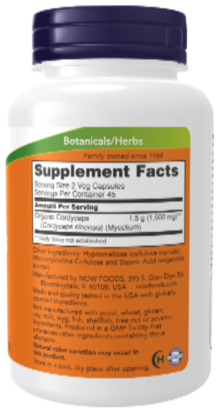 NOW Foods Cordyceps 750 mg 90 Veg Capsules product image 2