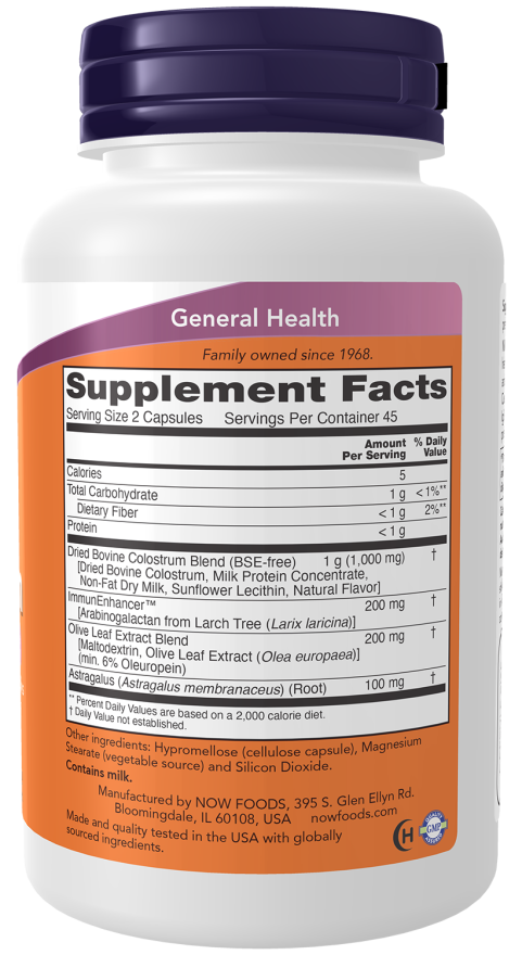 NOW Foods Super Colostrum 500 mg 90 Capsules