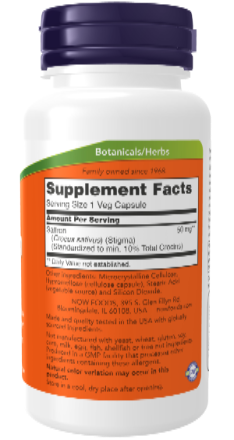 NOW Foods Saffron 50 mg - 60 Veg Capsules product image 2