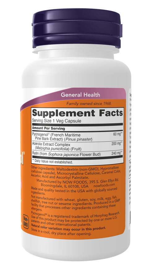 NOW Foods Pycnogenol 60 mg 50 Veg Capsules