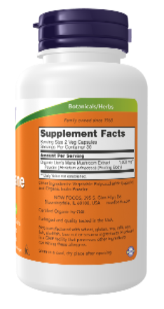 NOW Foods Lion's Mane 500 mg 60 VCaps | Hericium Erinaceus