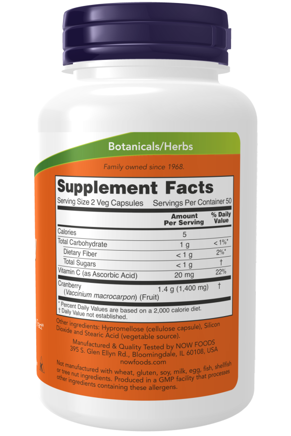 NOW Foods Cranberry Caps 100 Veg Capsules | Concentrated Cranberry Extract