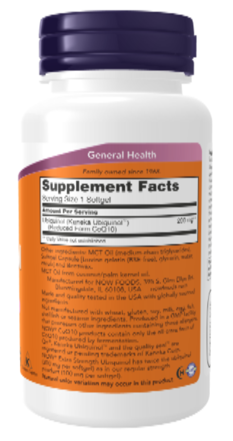 NOW Foods Ubiquinol Extra Strength 200 mg 60 Softge product image 2