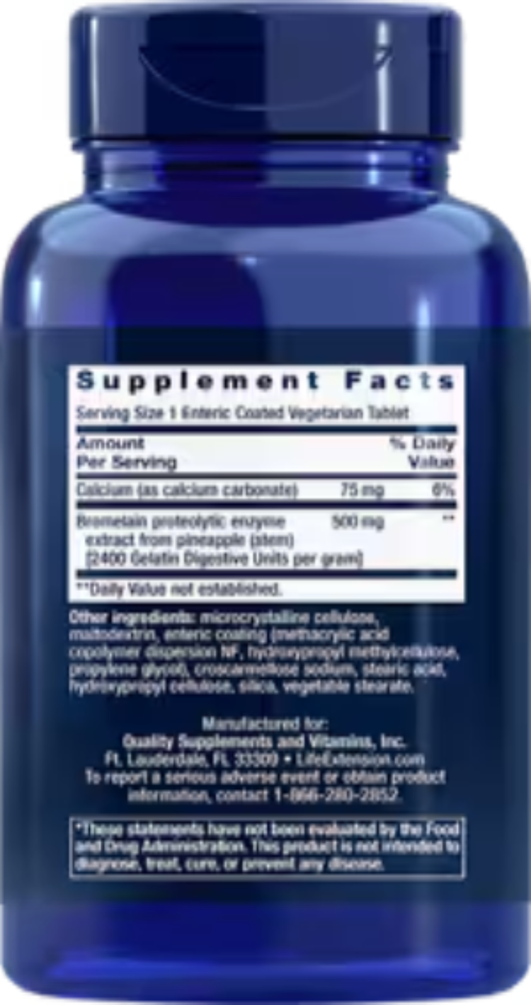 Life Extension Specially-Coated Bromelain 500 mg 60 Vegetarian Tablets