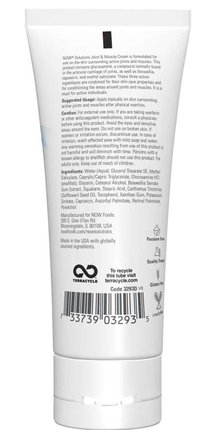 NOW Solutions Joint & Muscle Cream 4 oz Arnica MSM Topical Cream