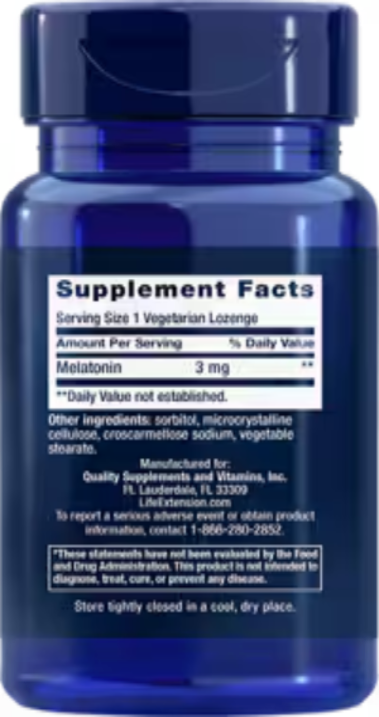 Life Extension Melatonin 3 mg 60 Vegetarian Lozenges