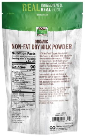 Now Foods Non-Fat Dry Milk Powder Organic 12 oz