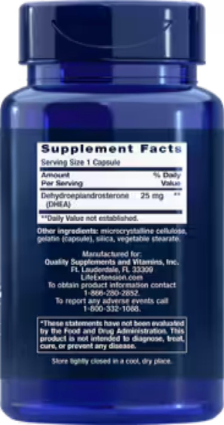 Life Extension DHEA 25 mg 100 Capsules | Naturally Occurring Compound